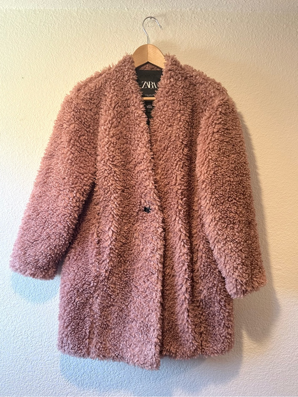 ZARA Oversized Dusty Rose Teddy Jacket